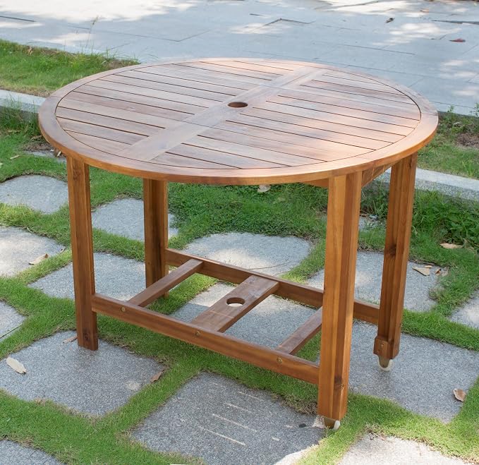 Merry Garden Acacia Folding Dining Table, Outdoor Dining Table Deck Table