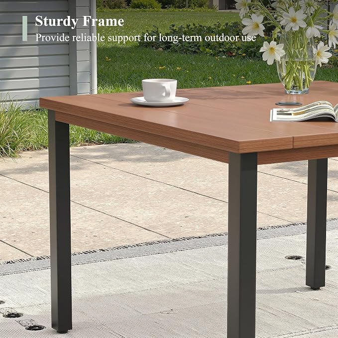 5 Pieces Patio Dining Set, Outdoor Furniture of 40.2" Square Patio Table and Patio Swivel Chairs for Backyard Lawn Garden, Walnut Table and Mixed Brown Chairs