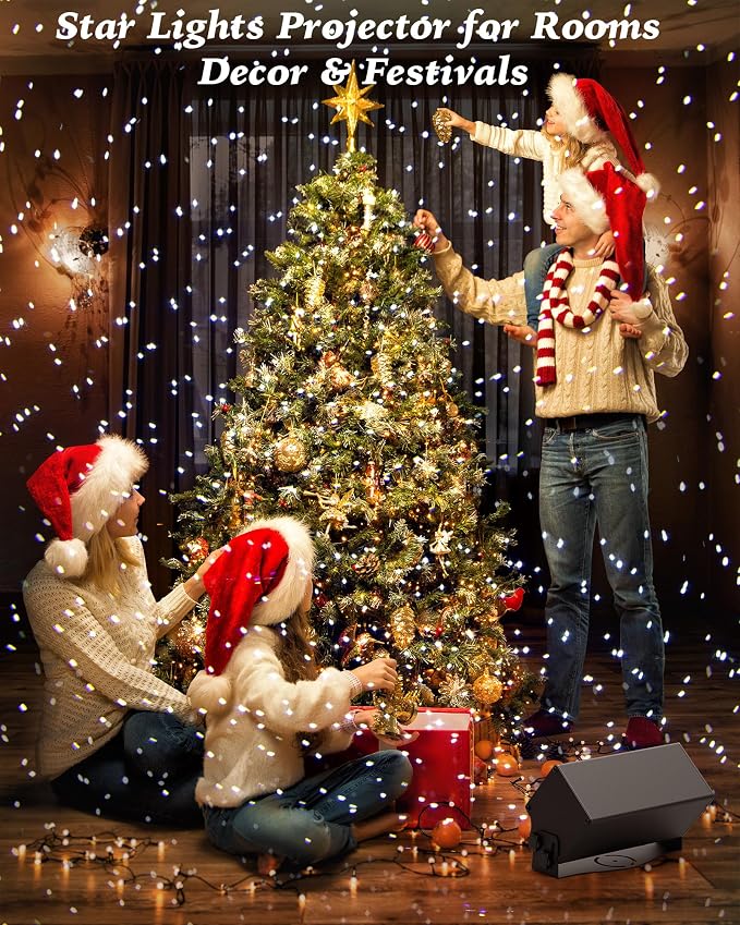 AIRIVO Outdoor Laser Lights Projector, White Laser Fairy Lights Projector, Christmas Snowflake Projector 3 Lighting Modes with Remote Control,Holiday Halloween Decor for Home,Garden, Trees,White Laser