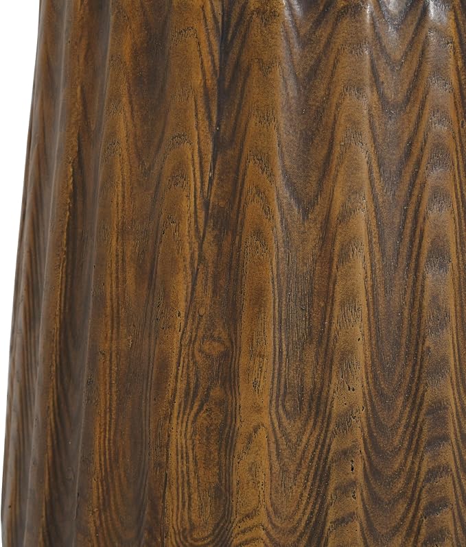 Christopher Knight Home Caded Lightweight Concrete Round Coffee Table, Indoor and Outdoor Side Table for Living Room, MGO Small Side Table, Tree Stump Style, No Assembly Needed, Brown