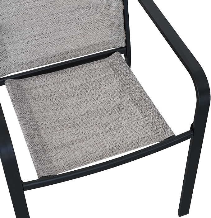 Anmutig 7-Piece Outdoor Dining Set, 48'' Round Table with 6 Stackable Chairs All Weather Furniture Set - Beige Grey