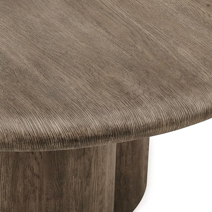 Modway Tori 48 Inch Round Concrete Outdoor Dining Table in Weathered Walnut - Modern Patio Bistro Table, Seats 4, for Backyard, Balcony, Sunroom, Deck, Or Indoors