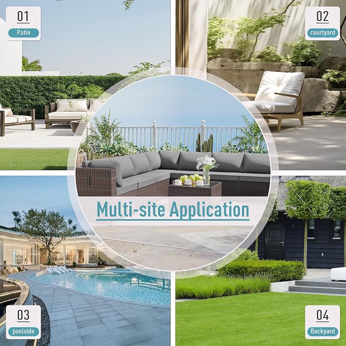 ALAULM 8 Pieces Patio Furniture Set with 2 Swivel Chairs Wicker Patio Conversation Set, Outdoor Sectional Furniture w/Coffee Table & Washable Seat Cushions-Grey