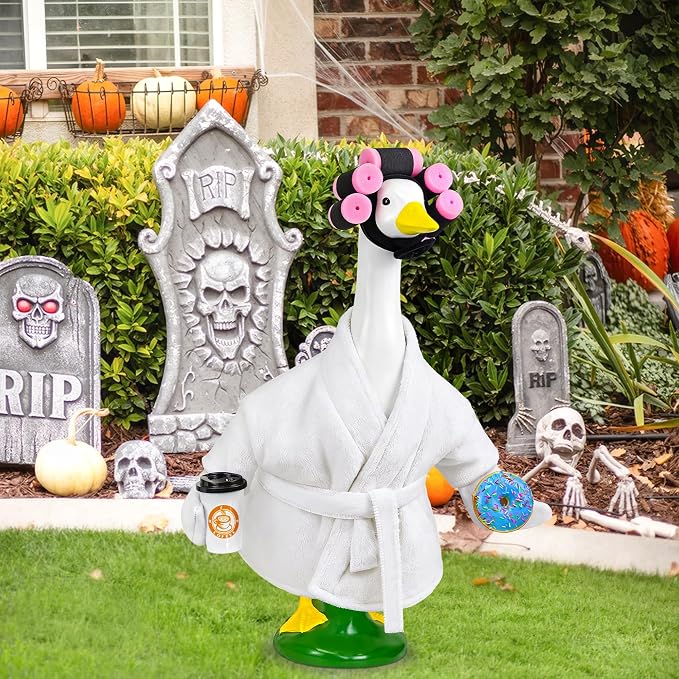 Lady Porch Goose Outfit Bathrobe Goose Outfit for 17/23" Outdoor Statue | Funny Porch Goose Outfits, Bathrobe Lawn Goose Outfit, Spring Summer Goose Outfit for 17/23" Lawn Geese for Garden Decoration