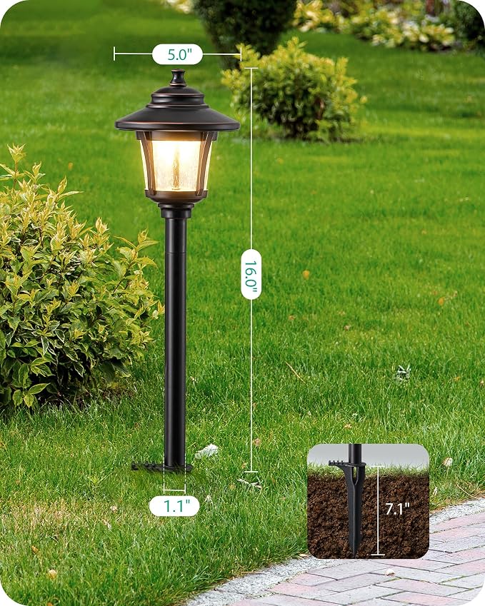 EDISHINE Low Voltage Landscape Lighting 12V 3W 120LM with Connectors 10Pack | Seed Glass, 3000K Warm White, ORB Waterproof Electric LED Landscape Path Lights for Walkway Garden Yard