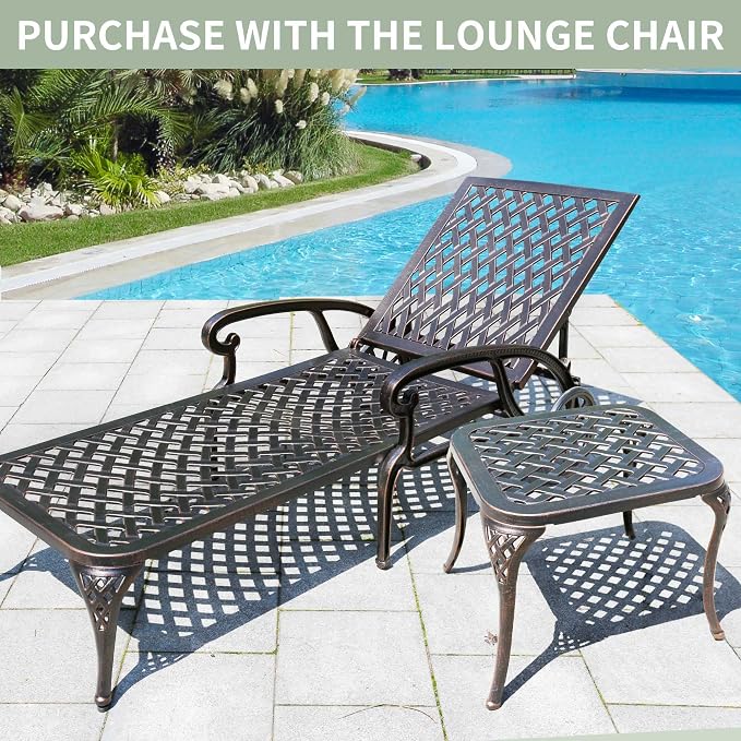 Outdoor Side Table - Patio End Tables Outside Cast Aluminum Anti-Rust Square for Balcony Pool Porch Garden, Antique Bronze