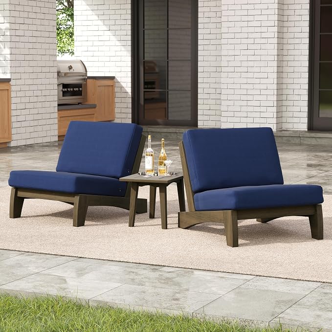 3 Pieces Patio Furniture Sets, All-Weather Outdoor Wood Bistro Set Patio Conversation Side Table Chiars for Balcony, Backyard