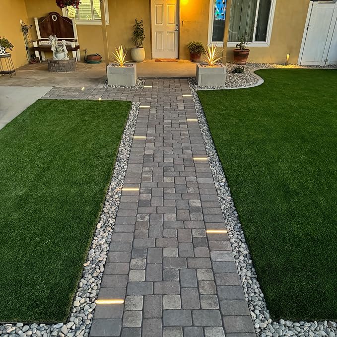 LUMENGY Paver Light Slim 0.5x8 Inch (0.55x7.87), 2700K Warm White, Glare-Free Linear Lighting for Driveways, Walkways and Paver Borders, 12V Hardwired, IP67 Waterproof, Drive-Over Rated