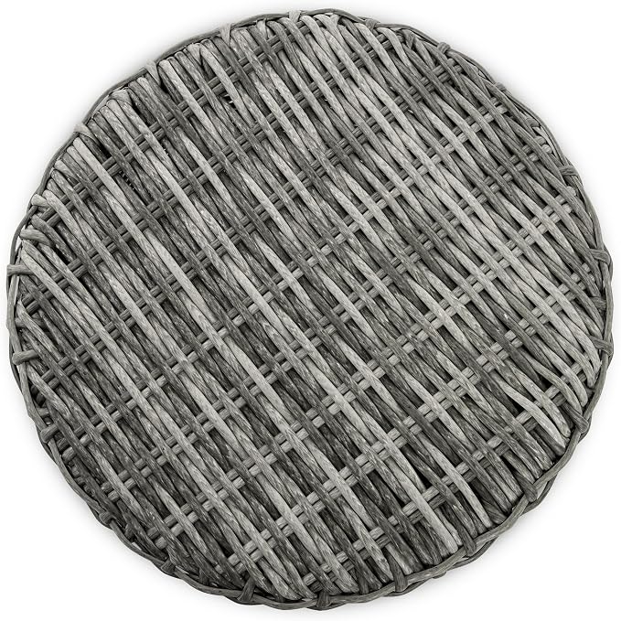 Elle Decor Vallauris Patio Outdoor Furniture Collection, Premium All Weather Wicker, Storage Side Table, Gray