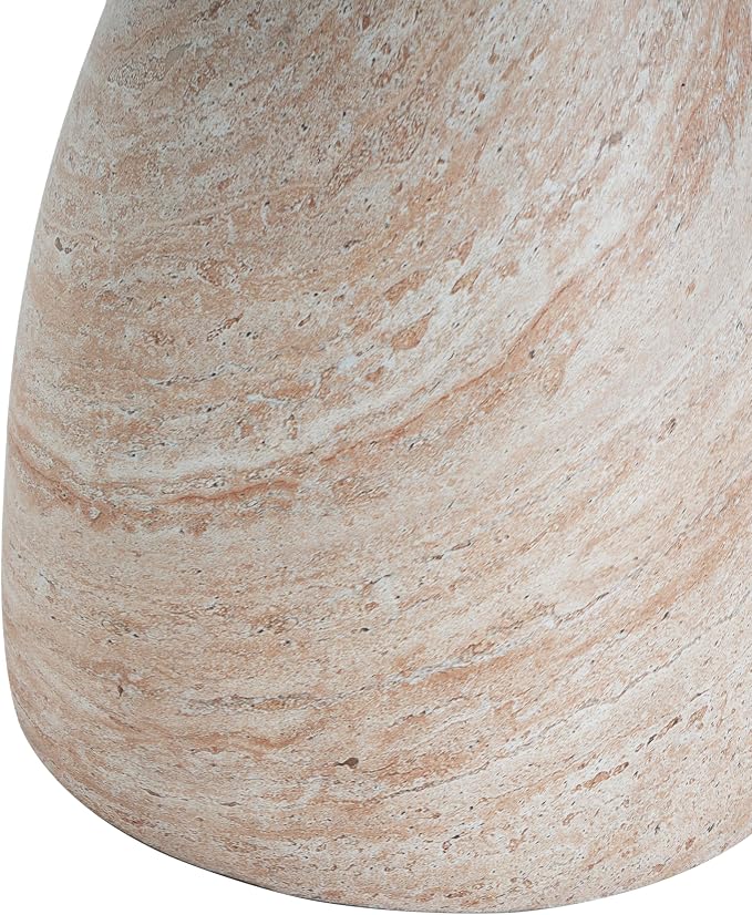 Concrete Side Table, Travertine Finish, 23 in Beige | Indoor outdoor use, lightweight concrete, travertine-look hourglass, 23 x 20 in, no assembly