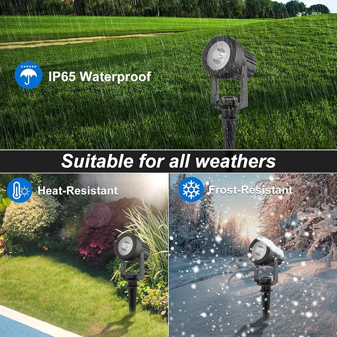 Solar Spot Lights Outdoor, 6000K Cool White Landscape Spotlights IP65 Waterproof 9.8ft Cable, Dusk to Dawn Solar Uplights for Trees Garden Yard Driveway Porch Walkway Pool (6-in-1)