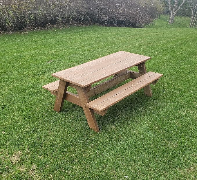 "Generic" Kids Picnic Table Made from Cedar Lumber (Dark Brown)