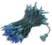 Novelty Lights 50 Feet 100 Bulbs Blue Incandescent Mini Lights, Green Wire