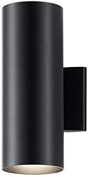 Kichler Cylinders 12" Outdoor Wall Sconce in Black, 2-Light Exterior Wall Light, Cylinder Fixture, (12" H x 5" W) , 9244BK