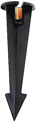 8" Outdoor Light Stake in Black Finish - Support Light Fixture Spikes, Universal Use, Resin Materials, Side Wireway (10 - Large Spike with Brass Wireway)