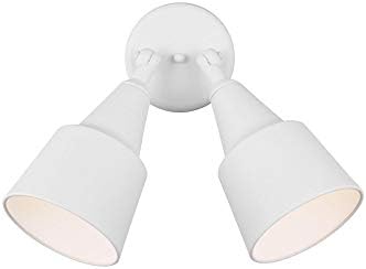 Generation Lighting 2-Light 12.5-Inch Adjustable Flood Light in White | Wet-Rated Aluminum Fixture with Matching Shade, an Outdoor Lamp and Exterior Lighting Fixture for Home Security or Backyard