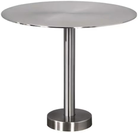 Space-Saving Wall-Mounted Floating Table, Small Round Stainless Steel Cafe Desk, Indoor/Outdoor Pub Bar Side Table, Industrial Silver Drink End Table (1.64ft)
