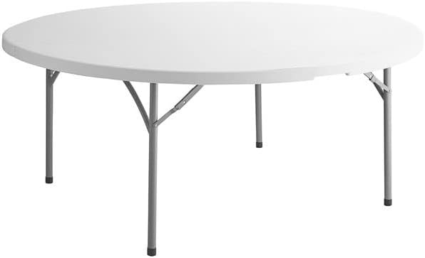 PRO&Family Pack 30 72" White Plastic Folding Table 72inch Round Table Granite Outdoor Table Heavy Duty Round Table Round Folding Table Round Party Tables Folding Round Table Banquet Round Table