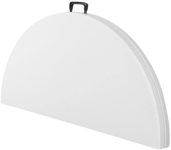 PRO&Family 120 Cm White Outdoor Table Bi-Folding Tables Outdoor Table Folding Tables White Table Plastic Card Table Fold in Half White Folding Table Round Bifold Round Table Outdoor Tables
