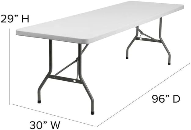 8ft Folding Table White Plastic Portable Long Foldable Tables Indoor Outdoor Party Picnic Camping Fold Table 8 Foot (4ft, 6ft, 8ft)