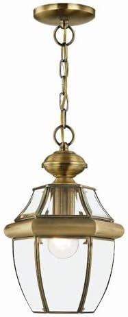 Livex Lighting 2152-01 1-Light Outdoor Hanging Lantern, Antique Brass
