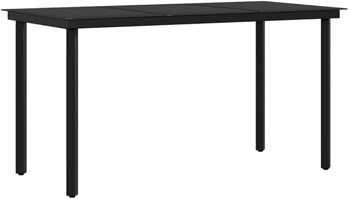 BOWERY HILL 7 Piece Outdoor Patio Dining Set, Glass Tabletop, Durable PE Rattan and Powder-Coated Steel, Gray and Black Finish, Weather-Resistant Garden Furniture for Terrace and Balcony
