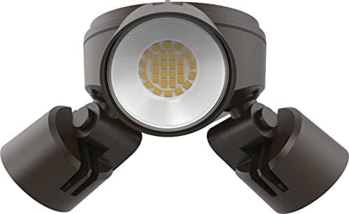 Lithonia Lighting HomeGuard 3-Light LED Outdoor Flood Lights, Dusk to Dawn | Dark Bronze Outdoor LED Lights, Adjustable Lumens, Selectable Color, Round Heads (HGX LED 3RH ALO SWW2 120 PE DDB)