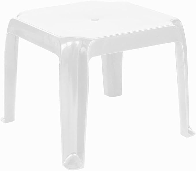 Compamia Sunray Square Resin Patio Side Table in White (Set of 2)