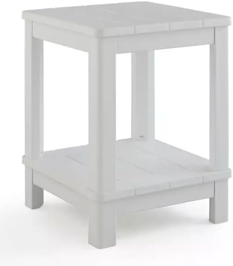 Generic Adirondack Deluxe Outdoor Side Table Patio Side Table with Shelf End Tables for Patio,Garden, Lawn, Pool (White), Small