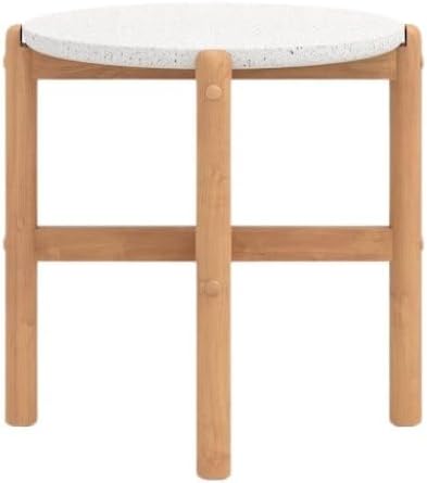 Outdoor Side Table, Round Patio Side Table with Terrazzo Top, Ideal Outdoor Metal Table and Small Patio Tables for Outside Settings