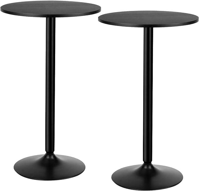 ERGOMASTER Cocktail Table,Two-in-one Modern Style Standing Circular Bar Table 40"/22" Two Convertible Height Suitable for Dining Room, Restaurant, Kitchen (2, Black)