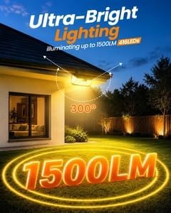 470 LED Clip On Solar Lights Outdoor, Warm White Motion Sensor Lights 2Pack | 1500LM Solar Fence Lights with 300° Wide Angle, 3 Modes, IP65 Waterproof Clip on Solar Security Lights for Fence, Patio, yard