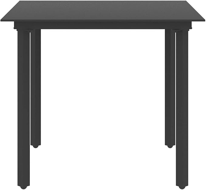 3 Piece Patio Dining Set, Small Outdoor Table and Chairs with Glass Top and 2 Black PVC Rattan Bistro Chairs for Backyard, Garden, Balcony, Porch