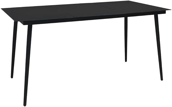 BOWERY HILL 6-Piece Patio Dining Set, Cotton Rope, Powder-Coated Steel, Tempered Glass Table, Black Finish, All-Weather, Contemporary Outdoor Furniture for Garden, Deck, Patio Dining Use