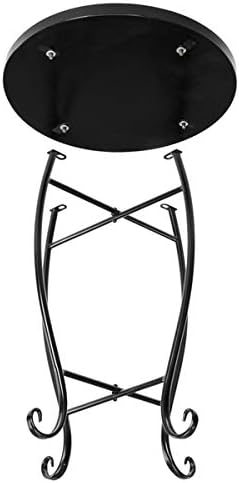 Blue Hawaiian Mosaic Patio Side Table, Round Outdoor Bistro Accent Table with Metal Frame, Weather Resistant Plant Stand Coffee End Table for Balcony Porch Garden Poolside