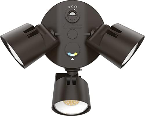 Lithonia Lighting HomeGuard 3-Light LED Outdoor Flood Lights, Dusk to Dawn | Dark Bronze Outdoor LED Lights, Adjustable Lumens, Selectable Color, Round Heads (HGX LED 3RH ALO SWW2 120 PE DDB)