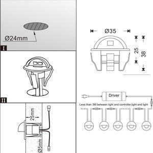 Pack of 6 Warm White LED Deck Lights kit Φ1.38 Outdoor Garden Yard Decoration Lamp Recessed Pathway Step Warm White LED Lighting, Black