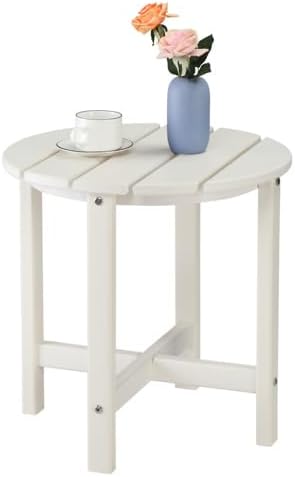 Zimtown Adirondack Side Table, 18 Inch Round HDPE Outdoor Side Table, Small Modern End Tables, Coffee Table for Outside, Patio, Backyard, Pool, Lawn, Beach, Waterproof & Portable