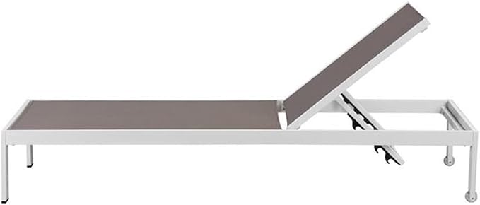 Pemberly Row 11-Piece Modern Aluminum Patio Dining Set, Gray/White Finish, Includes 71-Inch Dining Table, 6 Stackable Chairs, 4 Reclining Loungers, Durable Weather-Resistant Outdoor Furniture for