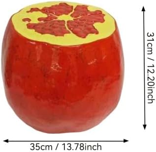 13.4" Oversized Resin Side Table, Indoor Outdoor Plant Stand Pomegranate Fruit Statue Stool, Waterproof Garden Decoration, Multi-Purpose Kids Seat Patio Furniture(Pomegranate Fruit)