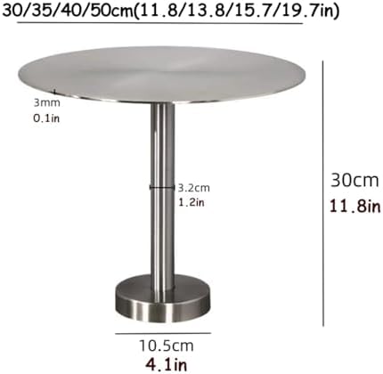 Wall Mounted Floating Table - Small Round Stainless Steel Cafe Desk - Space-Saving Pub Bar Tray Side Table for Indoor/Outdoor Use - Industrial Silver (1.64ft)