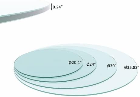 36" Round Glass Table Top - 1/4" Thick Flat Polished Edge Tempered Glass, Replacement Glass Table Top for Kitchen/Patio Table