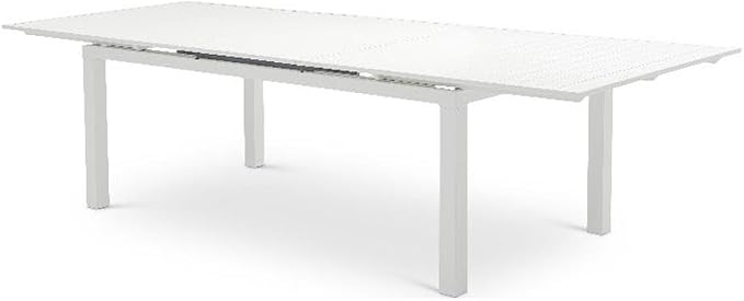 Meridian Furniture 343White-T Maldives Collection Modern | Contemporary Outdoor Patio Extendable Dining Table, White Aluminum Table, 95.5" - 119" W x 43.5" D x 30" H