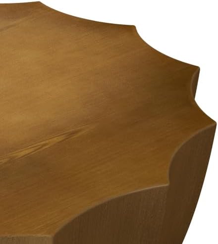 35" Indoor Round Coffee Table, Waterproof Coffee Table Modern MgO Cement Design End Tables for Living Room, Outdoor Patio Coffee Tables for Garden, Backyard, Balcony, Wood