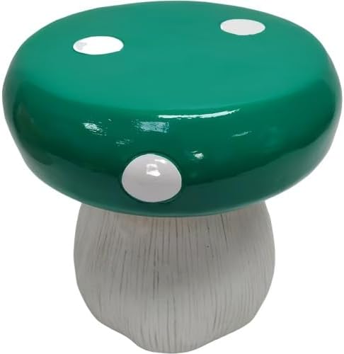 13.8" Mushroom House Resin Stool, Forest Mushroom Sculpture Stool, Multi-Purpose Decorative Furniture, Indoor Outdoor Garden Lawn Courtyard Summer Decoration (Green Mushroom)