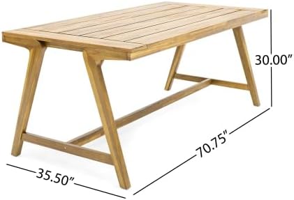 70.75'' Outdoor Patio Dining Table & 2 Bench for 4, Acacia Wood Farmhouse Dining Table Set Outdoor & Indoor Furniture for Patio Porch Garden, 3-Pcs, Teak