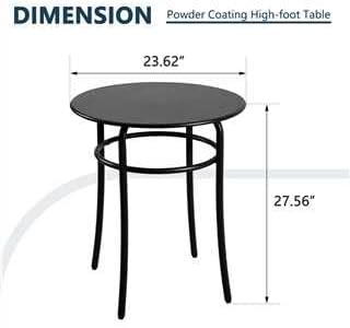 27.5''H Round Outdoor Patio End Table Set of 2, Black Outdoor Side Tables for Patio Porch Pub, Metal Side Tables Living Room Cocktail Table