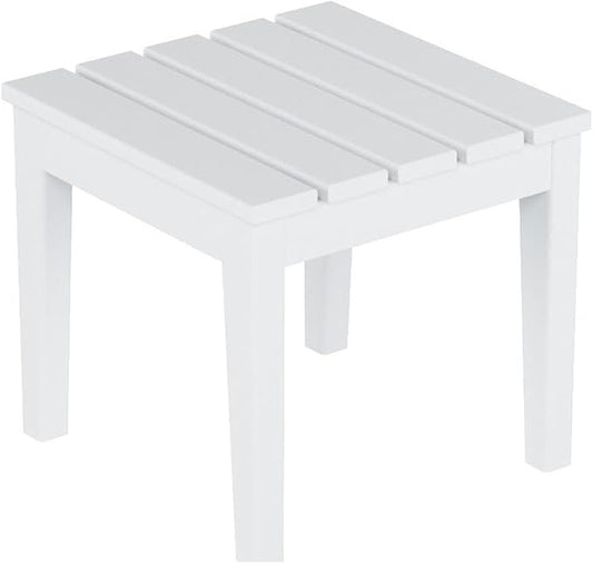 Costaelm Small Outdoor Side Table, Patio End Table Weather Resistant Outdoor Coffee Table, Square Conversation Table for Indoor, Porch, Balcony, Garden, Poolside, Deck, White