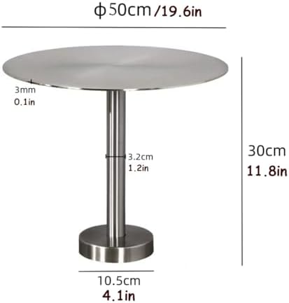Modern Wall Mounted Small Round Stainless Steel Tray Table - Space-Saving Cafe Side Desk & Pub Bar End Table for Indoor/Outdoor Use (1.64ft)