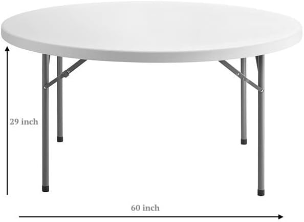 PRO&Family 10 Pack! 60" / 150 Cm White Foldable Round Table Round Temporary Plastic Circle Table Portable Bar Table for Party Outdoor Folding Plastic Table 60 Inch Round
